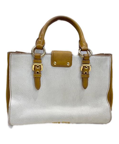 MIU MIU（ミュウミュウ）MIU MIU (ミュウミュウ) マドラス2WAYバッグ ブラウン×ホワイトの古着・服飾アイテム