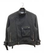 MAISON SPECIALメゾンスペシャル）の古着「Motor-Cycle Prime-Over Wool Belted Jacket」｜ブラック