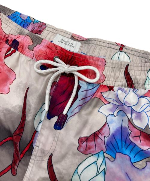 Saturdays NYC（サタデーズ ニューヨーク）Saturdays NYC (サタデーズ ニューヨーク) Timothy Vivid Lotus Swim Short ベージュ×レッド サイズ:Mの古着・服飾アイテム