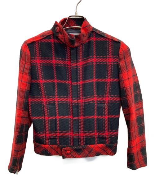 YOHJI YAMAMOTO（ヨウジヤマモト）YOHJI YAMAMOTO (ヨウジヤマモト) ウールタータンチェックジャケット レッド サイズ:1の古着・服飾アイテム