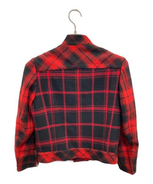 YOHJI YAMAMOTO（ヨウジヤマモト）YOHJI YAMAMOTO (ヨウジヤマモト) ウールタータンチェックジャケット レッド サイズ:1の古着・服飾アイテム