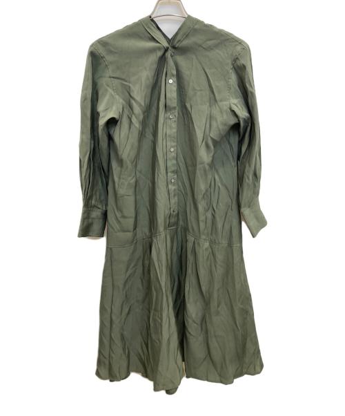 BEARDSLEY（ビアズリー）BEARDSLEY (ビアズリー) カラーレスシャツワンピース オリーブ サイズ:F 未使用品の古着・服飾アイテム
