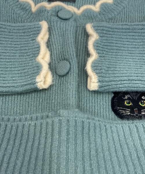 MMTS（マミタス）MMTS (マミタス) 猫刺繍カーディガン グリーン サイズ:表記なしの古着・服飾アイテム