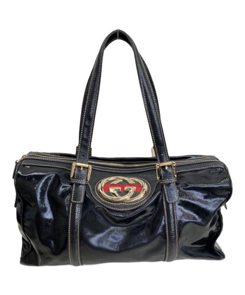 GUCCI（グッチ）GUCCI (グッチ) インターロッキングミニボストンバッグ ブラックの古着・服飾アイテム