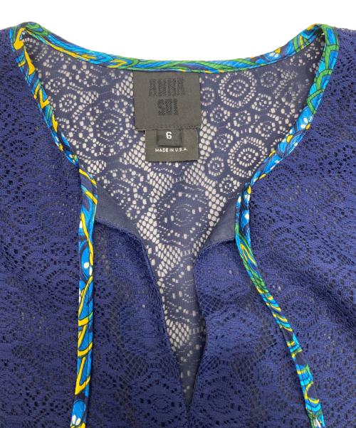 ANNA SUI（アナスイ）ANNA SUI (アナスイ) フラワーデワインレースワンピース ネイビー サイズ:6の古着・服飾アイテム
