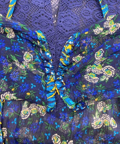ANNA SUI（アナスイ）ANNA SUI (アナスイ) フラワーデワインレースワンピース ネイビー サイズ:6の古着・服飾アイテム