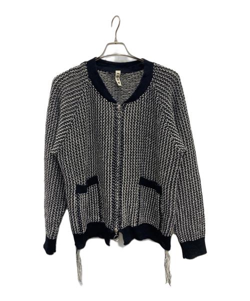 KOOL（クール）KOOL (クール) ニットジャケット ブラック×ホワイト サイズ:1の古着・服飾アイテム