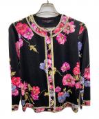 LEONARDレオナール）の古着「花柄カットソーカーディガン」｜ブラック