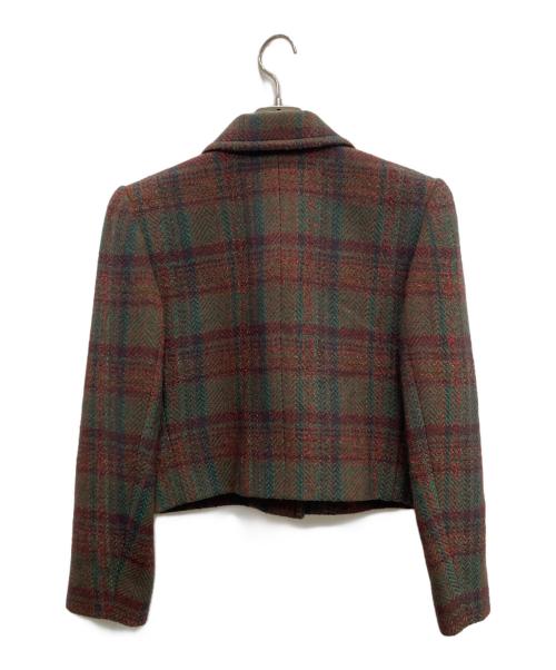 Yves Saint Laurent（イヴサンローラン）Yves Saint Laurent (イヴサンローラン) ツイードジャケット グリーン×ブラウン サイズ:36の古着・服飾アイテム