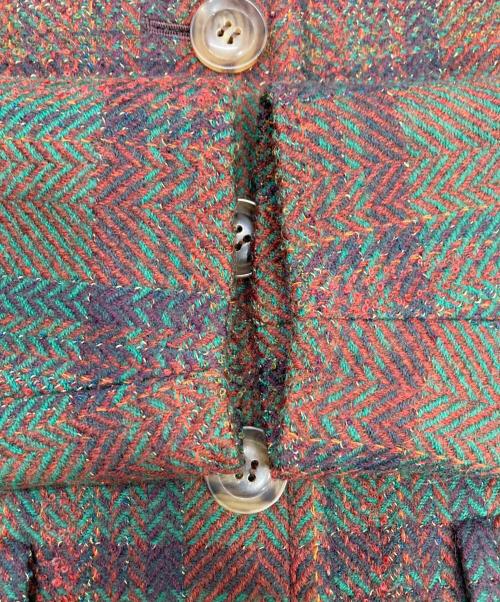 Yves Saint Laurent（イヴサンローラン）Yves Saint Laurent (イヴサンローラン) ツイードジャケット グリーン×ブラウン サイズ:36の古着・服飾アイテム