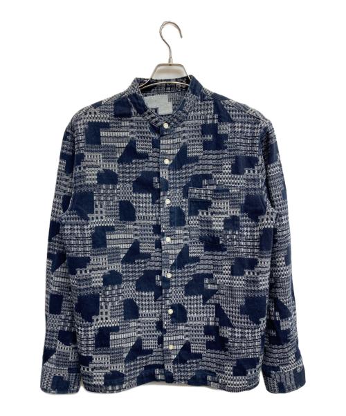 EDGE OF LINE（エッジオブライン）EDGE OF LINE (エッジオブライン) ノーカラーシャツ ネイビー サイズ:Mの古着・服飾アイテム