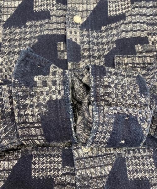 EDGE OF LINE（エッジオブライン）EDGE OF LINE (エッジオブライン) ノーカラーシャツ ネイビー サイズ:Mの古着・服飾アイテム