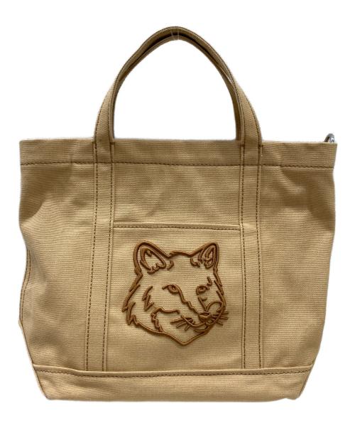 maison kitsune（メゾンキツネ）MAISON KITSUNE (メゾンキツネ) キャンバスハンドバッグ ベージュの古着・服飾アイテム