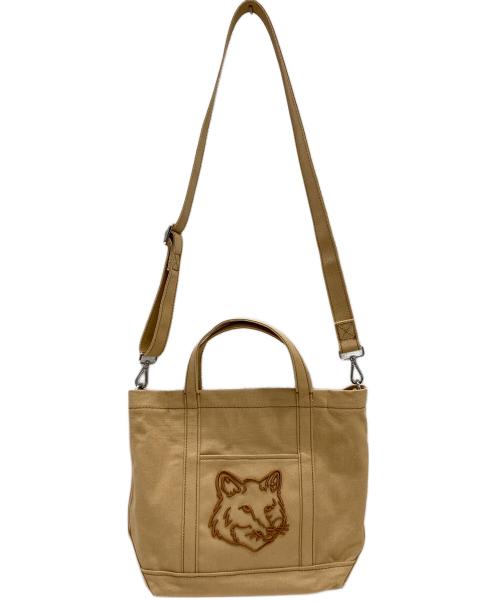 maison kitsune（メゾンキツネ）MAISON KITSUNE (メゾンキツネ) キャンバスハンドバッグ ベージュの古着・服飾アイテム