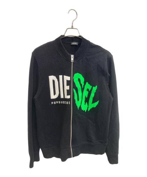 DIESEL（ディーゼル）DIESEL (ディーゼル) ニット切替ジャケット ブラック サイズ:Lの古着・服飾アイテム
