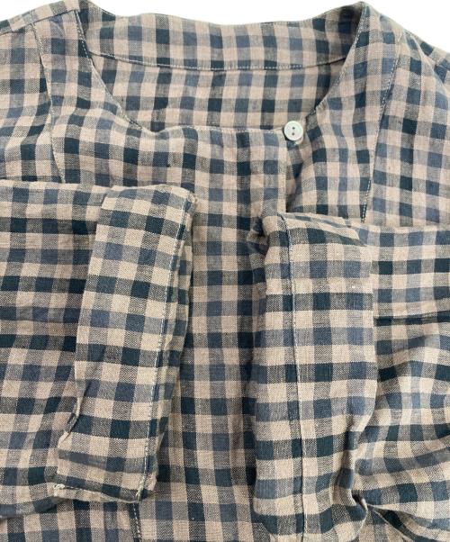 nest Robe（ネストローブ）nest Robe (ネストローブ) リネンチェック柄ワンピース ブラウン サイズ:FREEの古着・服飾アイテム