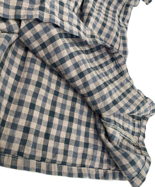 nest Robe（ネストローブ）nest Robe (ネストローブ) リネンチェック柄ワンピース ブラウン サイズ:FREEの古着・服飾アイテム