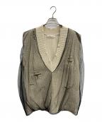 PRANK PROJECTプランクプロジェクト）の古着「Tulle Gathered Crushed Knit Vest」｜ベージュ