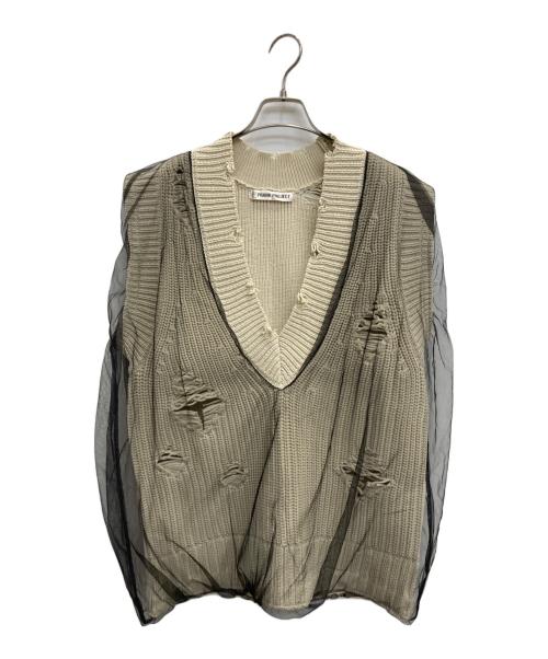 PRANK PROJECT（プランクプロジェクト）PRANK PROJECT (プランクプロジェクト) Tulle Gathered Crushed Knit Vest ベージュ サイズ:FREEの古着・服飾アイテム