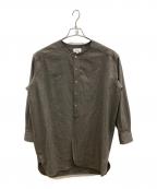 LE GLAZIKル グラジック）の古着「ギャザーノーカラーシャツ」｜ブラウン