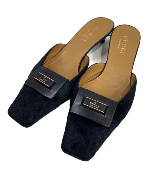 GUCCI（グッチ）GUCCI (グッチ) ハラコミュール ブラック サイズ:361/2の古着・服飾アイテム