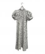 MERCURY DUOマーキュリーデュオ）の古着「ボタニカルフラワーパフスリーブワンピース」｜ホワイト