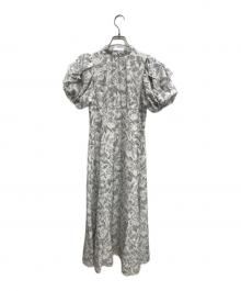 MERCURY DUO（マーキュリーデュオ）の古着「ボタニカルフラワーパフスリーブワンピース」｜ホワイト