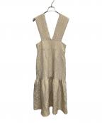 eimee lawエイミーロウ）の古着「Vネック フクレジャガードジャンパースカート」｜ベージュ