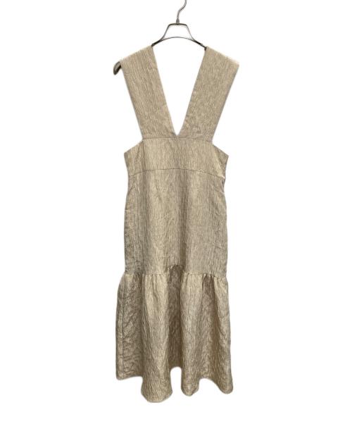 eimee law（エイミーロウ）Eimee Law (エイミーロウ) Vネック フクレジャガードジャンパースカート ベージュ サイズ:38の古着・服飾アイテム