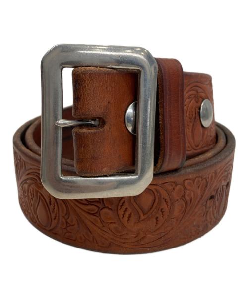 IDAHO LEATHER（アイダホレザー）IDAHO LEATHER (アイダホレザー) 型押しレザーベルト ブラウンの古着・服飾アイテム