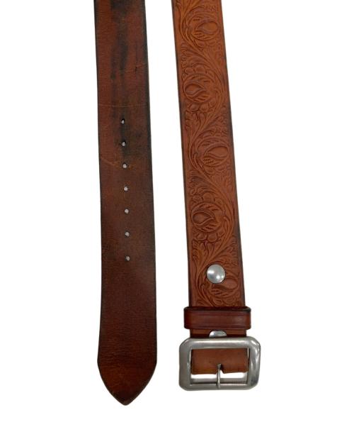 IDAHO LEATHER（アイダホレザー）IDAHO LEATHER (アイダホレザー) 型押しレザーベルト ブラウンの古着・服飾アイテム