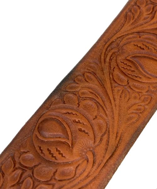 IDAHO LEATHER（アイダホレザー）IDAHO LEATHER (アイダホレザー) 型押しレザーベルト ブラウンの古着・服飾アイテム