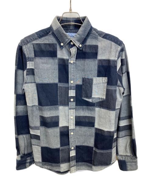 EDGE OF LINE（エッジオブライン）EDGE OF LINE (エッジオブライン) パッチワークシャツ インディゴ サイズ:Mの古着・服飾アイテム