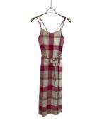 BLUE LABEL CRESTBRIDGEブルーレーベルクレストブリッジ）の古着「クレストブリッジ チェックソフティーボイル キャミワンピース」｜ピンク