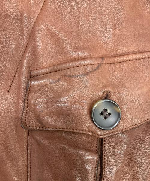 BOSS HUGO BOSS（ボス ヒューゴボス）BOSS HUGO BOSS (ボス ヒューゴボス) フード付きラムレザージャケット ブラウン サイズ:052の古着・服飾アイテム