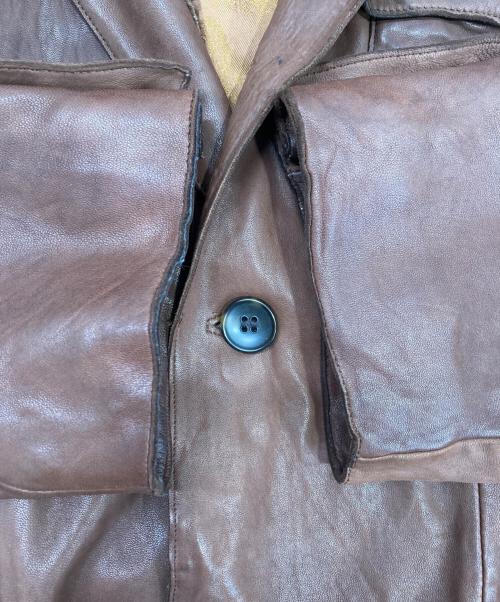 BOSS HUGO BOSS（ボス ヒューゴボス）BOSS HUGO BOSS (ボス ヒューゴボス) フード付きラムレザージャケット ブラウン サイズ:052の古着・服飾アイテム