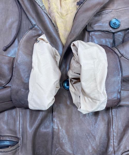 BOSS HUGO BOSS（ボス ヒューゴボス）BOSS HUGO BOSS (ボス ヒューゴボス) フード付きラムレザージャケット ブラウン サイズ:052の古着・服飾アイテム