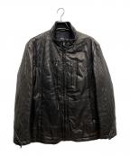 BOSS HUGO BOSSボス ヒューゴボス）の古着「中綿ラムレザーブルゾン」｜ブラック