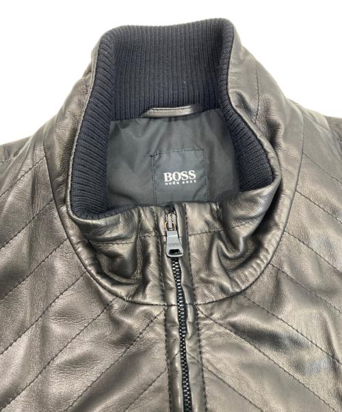 BOSS HUGO BOSS（ボス ヒューゴボス）BOSS HUGO BOSS (ボス ヒューゴボス) 中綿ラムレザーブルゾン ブラック サイズ:052の古着・服飾アイテム