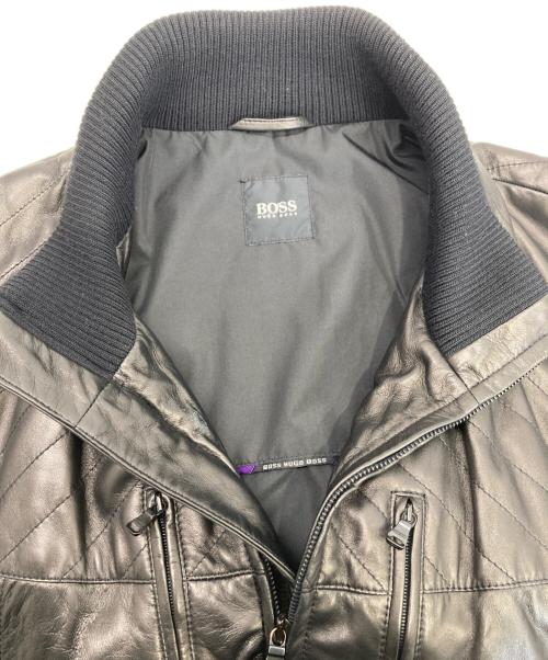 BOSS HUGO BOSS（ボス ヒューゴボス）BOSS HUGO BOSS (ボス ヒューゴボス) 中綿ラムレザーブルゾン ブラック サイズ:052の古着・服飾アイテム