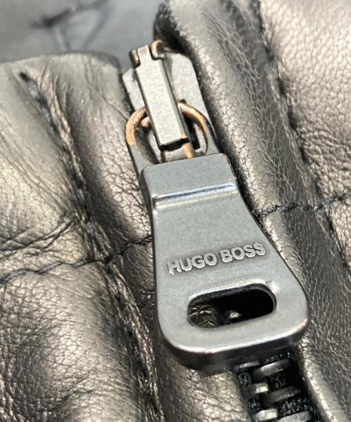 BOSS HUGO BOSS（ボス ヒューゴボス）BOSS HUGO BOSS (ボス ヒューゴボス) 中綿ラムレザーブルゾン ブラック サイズ:052の古着・服飾アイテム