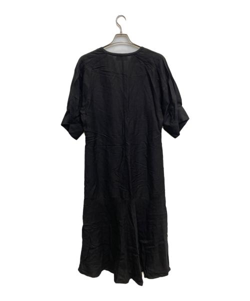 Adam et Rope（アダム エ ロペ）Adam et Rope (アダム エ ロペ) リネンボリュームスリーブワンピース ブラック サイズ:Fの古着・服飾アイテム