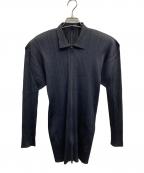 PLEATS PLEASEプリーツプリーズ）の古着「プリーツジップジャケット」｜ブラック