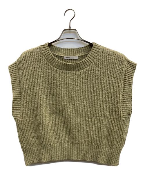 BLACK by moussy（ブラックバイマウジー）BLACK by moussy (ブラックバイマウジー) slub aze knit vest カーキ サイズ:Fの古着・服飾アイテム