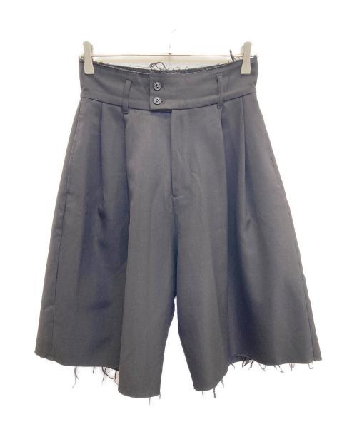 seyto（セイト）seyto (セイト) カットオフツータックワイドハーフパンツ ブラック サイズ:1の古着・服飾アイテム