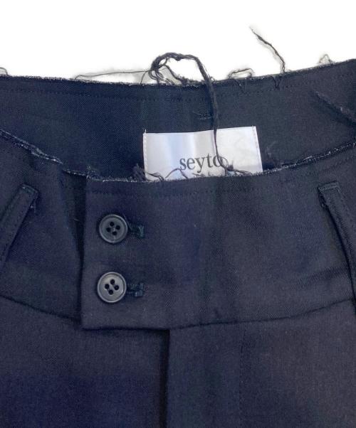 seyto（セイト）seyto (セイト) カットオフツータックワイドハーフパンツ ブラック サイズ:1の古着・服飾アイテム