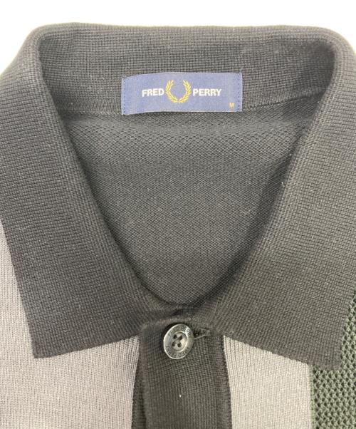 FRED PERRY（フレッドペリー）FRED PERRY (フレッドペリー) ストライプド ニット シャツ ブラック サイズ:Mの古着・服飾アイテム