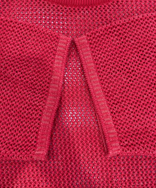 LiNoH（リノー）LiNoH (リノー) CODE YARN MESH S/S KNIT レッド サイズ:１の古着・服飾アイテム