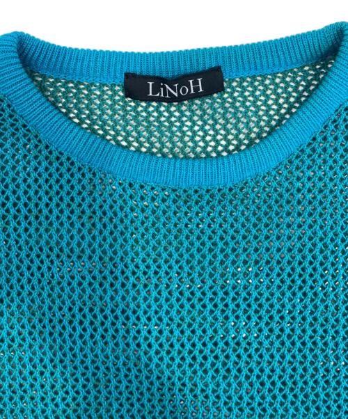 LiNoH（リノー）LiNoH (リノー) CODE YARN MESH S/S KNIT ブルー サイズ:1の古着・服飾アイテム