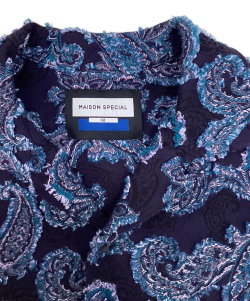 MAISON SPECIAL（メゾンスペシャル）MAISON SPECIAL (メゾンスペシャル) ペイズリーカットジャガードプライムオーバーオープンカラーショートスリーブシャツ ネイビー サイズ:2の古着・服飾アイテム